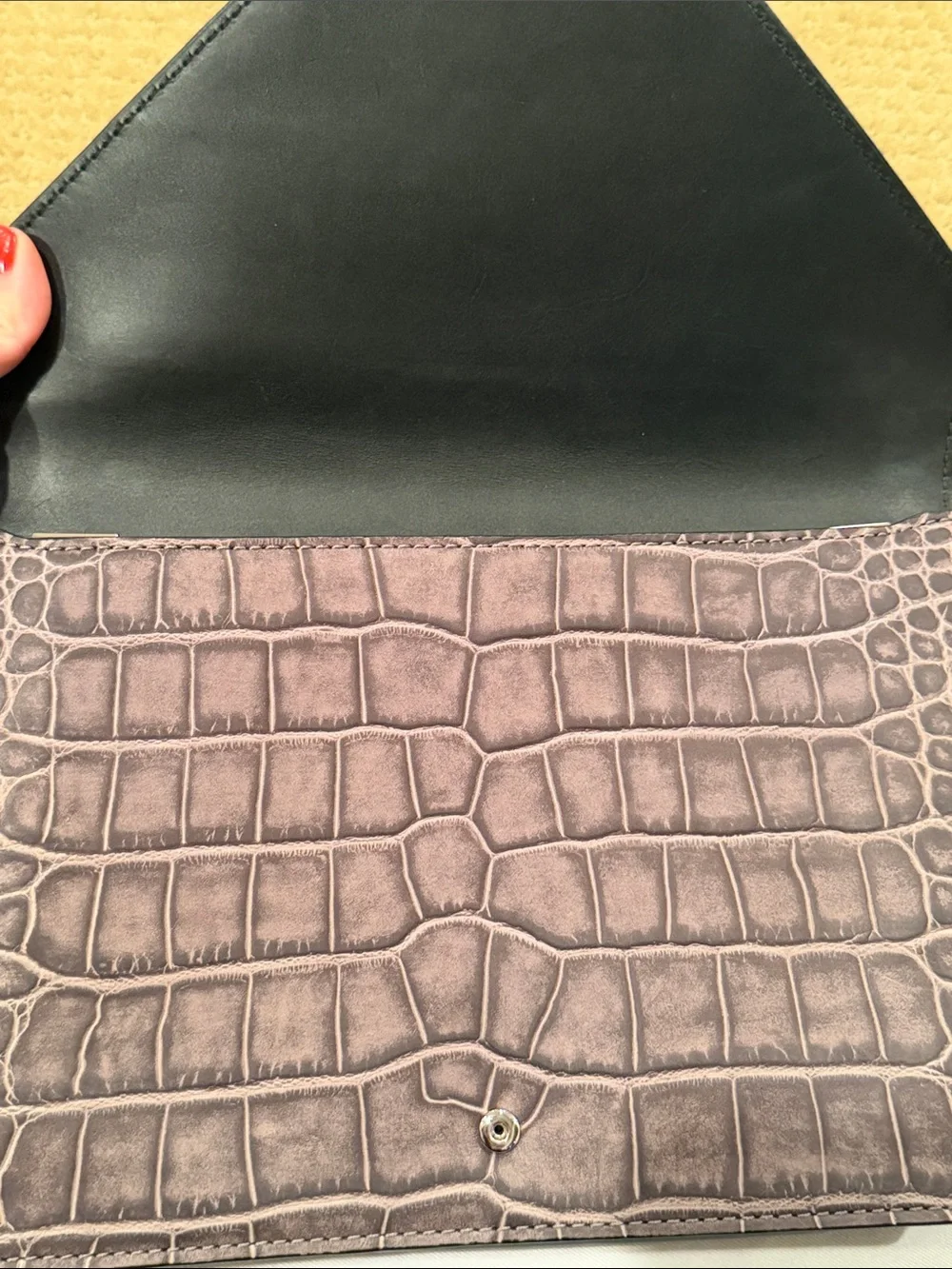 Alexander Wang women’s -Embossed Leather Envelope clutch in Taupe Gray